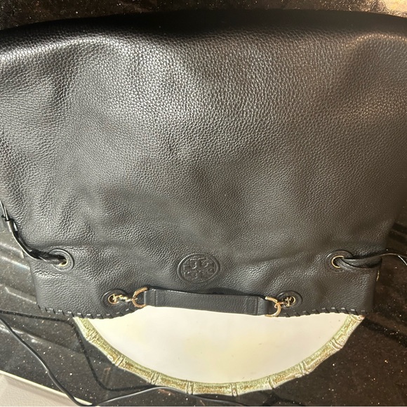 Tory Burch Marion Black Pebbled Leather Whipstitch Tote MSRP $595 Now $103 - Picture 2 of 15